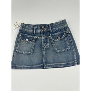 Women Low Waist Cargo Mini Skirt Button Bodycon Short‎ Cargo Denim Skirt Sz M